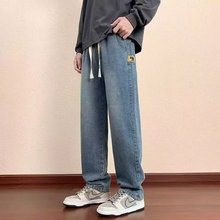 春夏季青少年牛仔裤子男孩初中学生潮流百搭大童帅气直筒休闲长裤