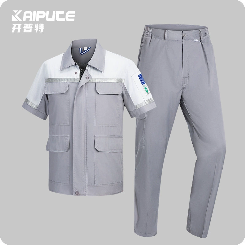 Трансграничная антистатическая летняя рабочая одежда с коротким рукавом Набор печати LOGO Color Color Linger куртка с вертикальным воротником мануфактура мастерская