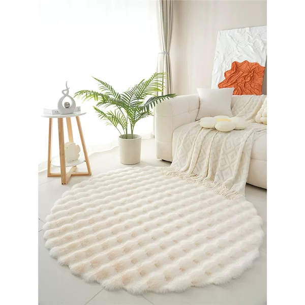 Round Plush Carpet Cream Style Pure Color Hanging Basket Computer Chair Floor Mat Bedroom Bubble Velvet Cloakroom Makeup Stool Cushion