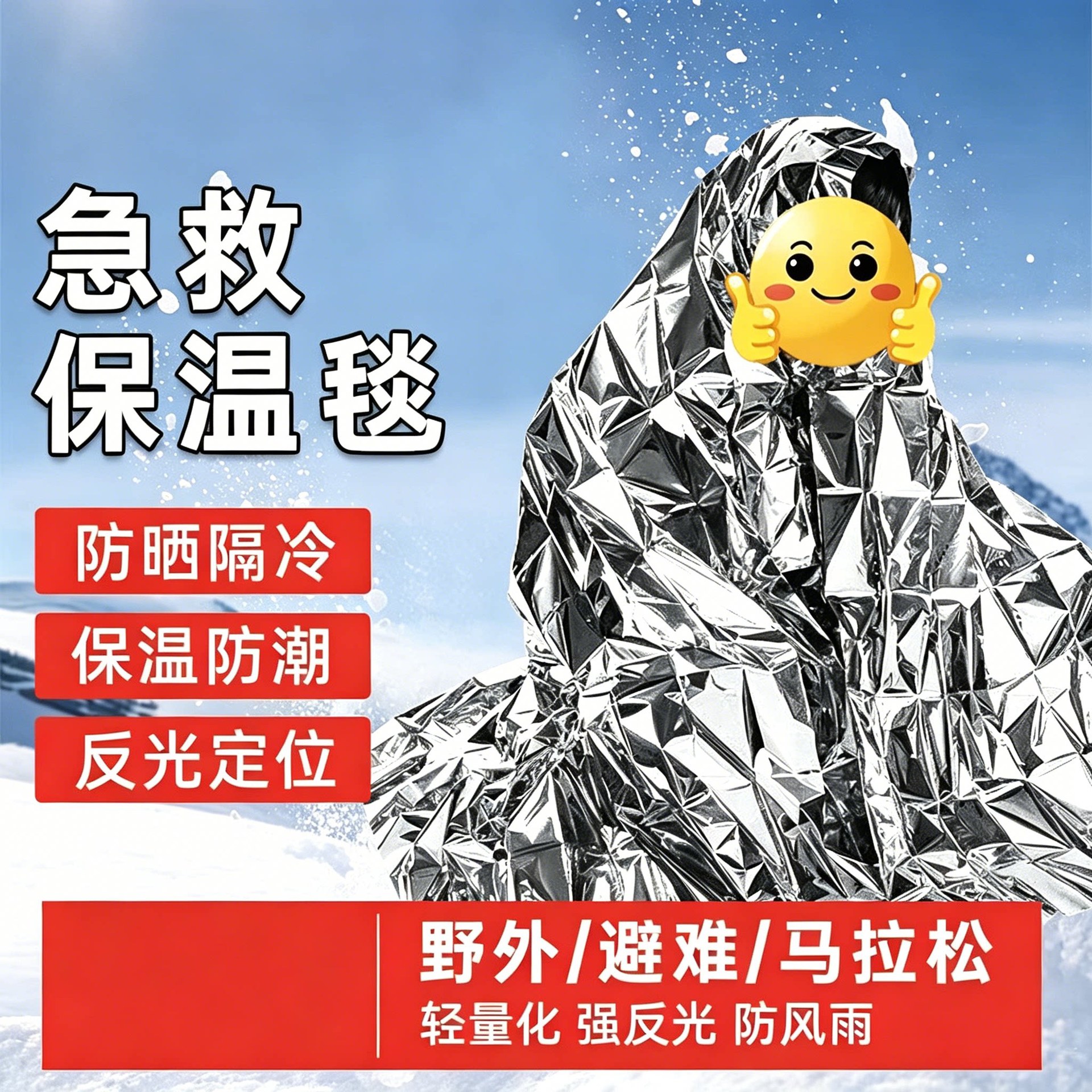 求生应急毯户外防寒地震救援毯急救毯保温毯保暖救生毯野外户外救
