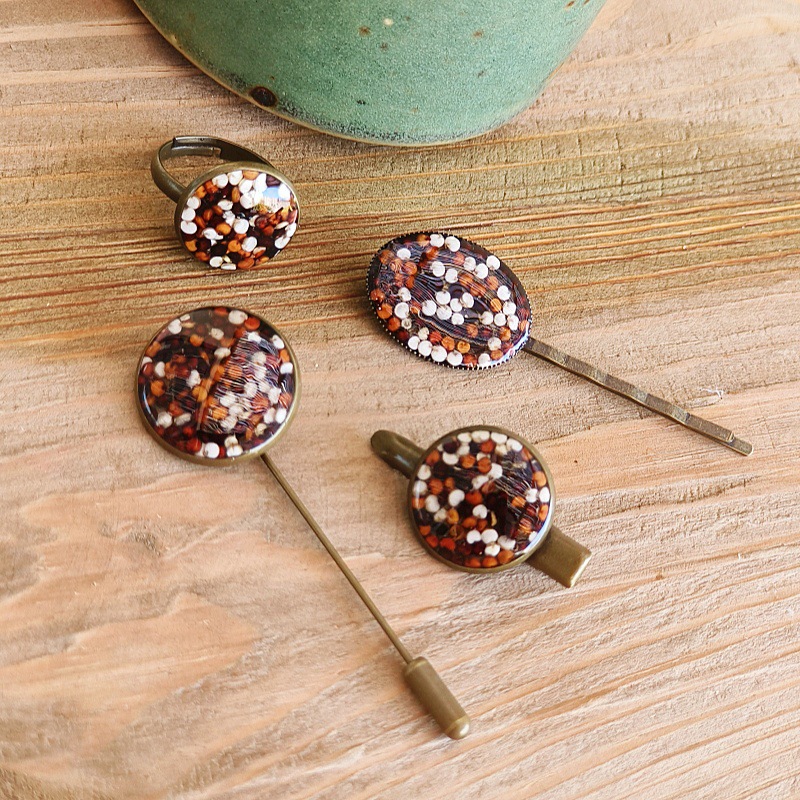 Vintage Forest Japanese Creative Original Handmade High Texture Quinoa Hairpin Brooch Ring Duckbill Hair Accessories