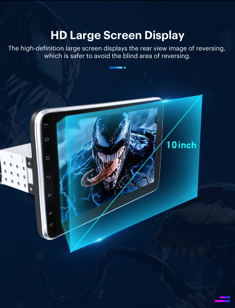 10.1inch Single Spindle 360 Rotating Shaking Head Screen Android Large Screen Central Control Navigation Car Radio Gps All-In-One