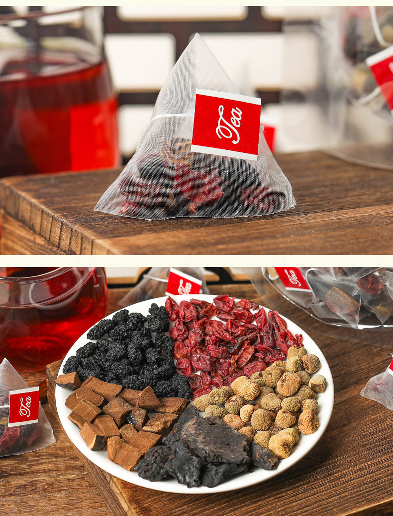 Lingzhi Cistanche Herbal Tea Bags 30 Pyramid Sachets 150g Mulberry Cornus Raspberry Blend preparation