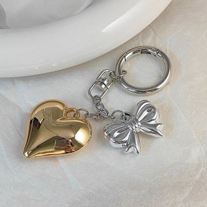 15g Weight Bag Pendant, Keychain Classification 1 Piece Simple Style Heart Shape Bow Knot Alloy Bag Pendant Keychain