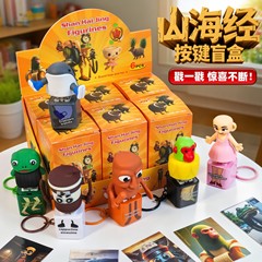 クロスボーダー新作海外人気木製スティック人形減圧玩具ボタンサウンドフィギュアブラインドボックス