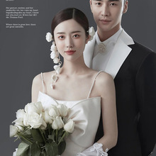 森系韓式新娘飾品手工發飾日韓造型婚紗誇張寫真花朵耳環耳飾配飾
