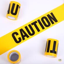 ☨黄底黑字PE无胶警戒带楼层住房隔离交通警示带CAUTION印字
