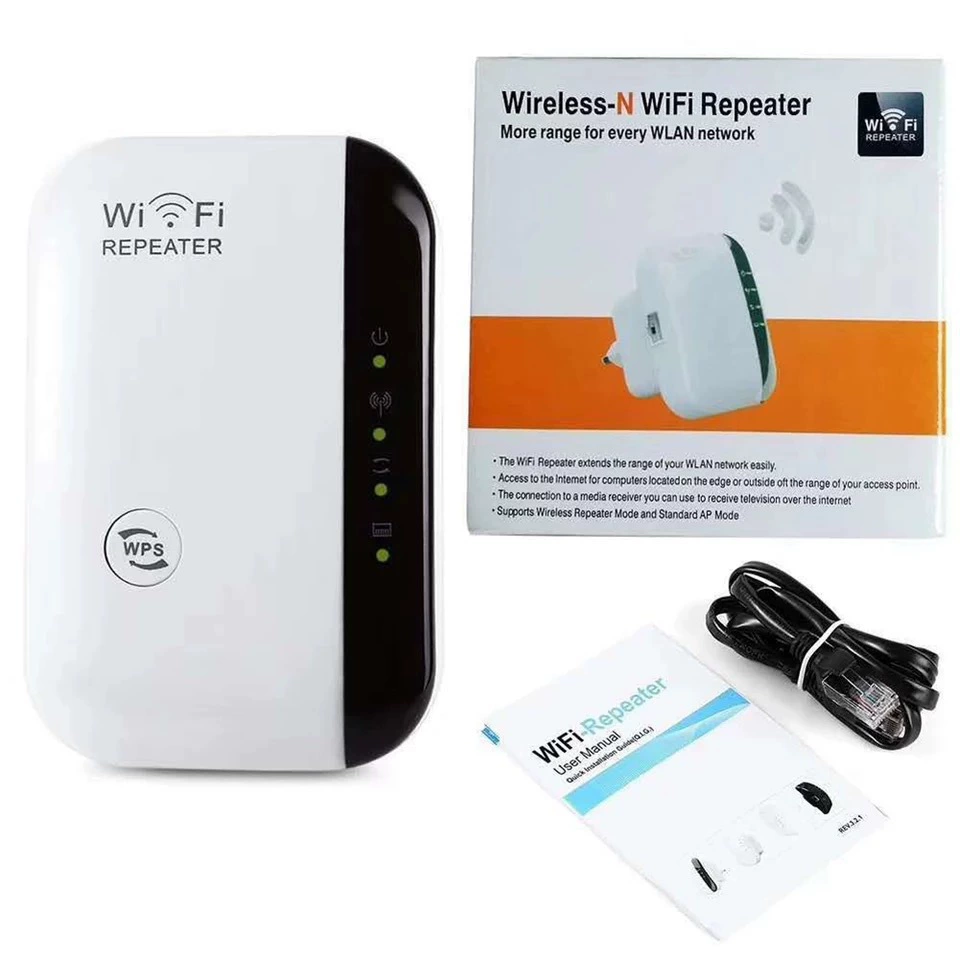 WiFi‑репитер 300M, компактный вилочный усилитель сигнала с LAN‑портом и WPS