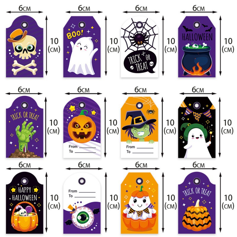Nuevos productos transfronterizos decoración de fiesta de Halloween etiquetas de regalo de Halloween dulces etiquetas de decoración tarjetas de felicitación