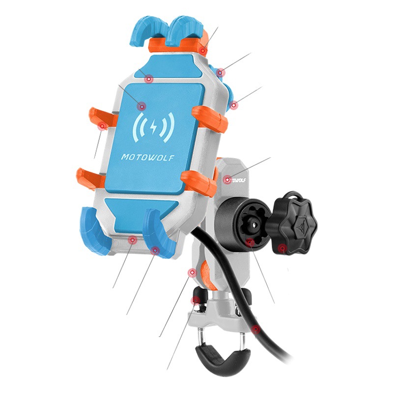 Motocicleta conducción navegación ocho garra soporte fijo motocicleta al aire libre anti-Shake amortiguador para llevar soporte de teléfono móvil recargable