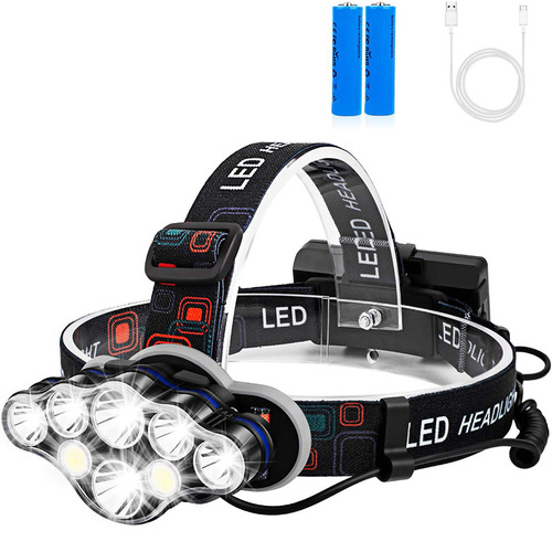 Amazon LED Headlamp, Fishing Portable Strong Beam Night Running Headlamp Outdoor High Brightness 5-8 LED Headlamp