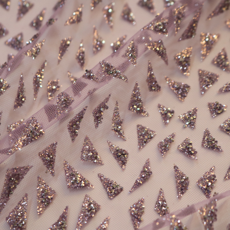 2024 nuevo hilo de malla de malla hexagonal tela de malla hecha a mano diamante polvo fino vestido de boda tela de mujer