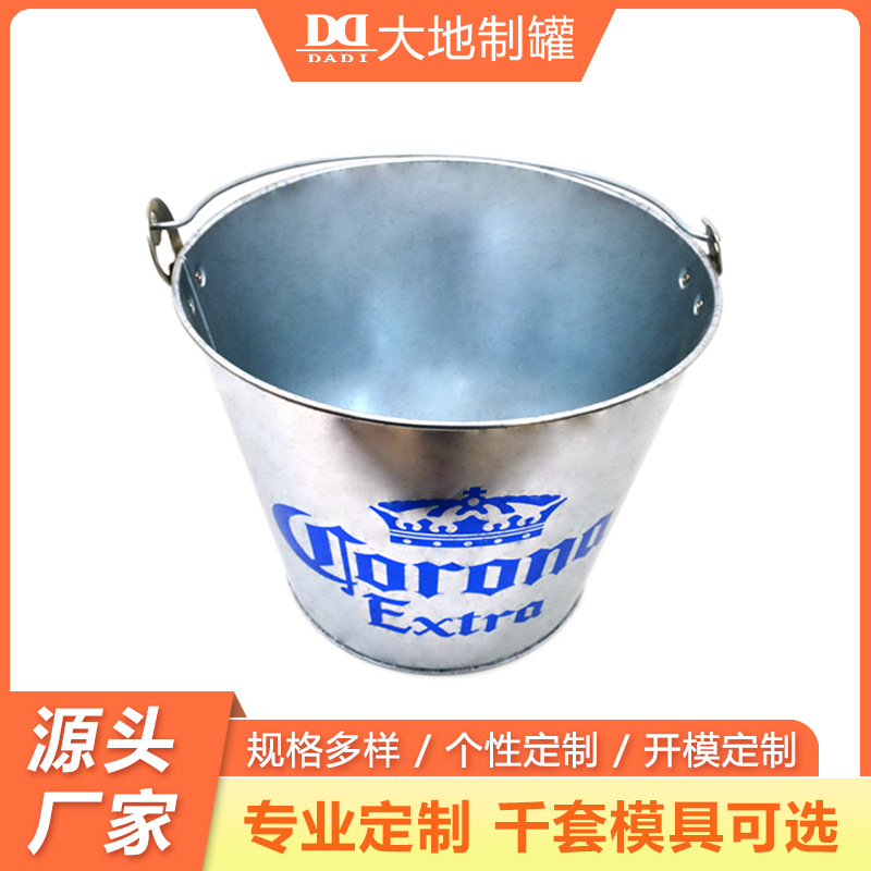 批发亚马逊热销圆形啤酒桶 5升镀锌铁桶马口铁金属圆形冰桶