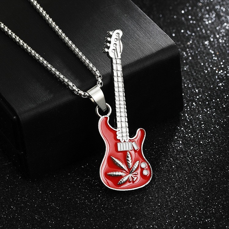 新しいギターペンダントネックレスメンズカラフルなオイル滴下合金楽器ステンレス鋼ペンダント DIY ジュエリーアクセサリー女性|undefined