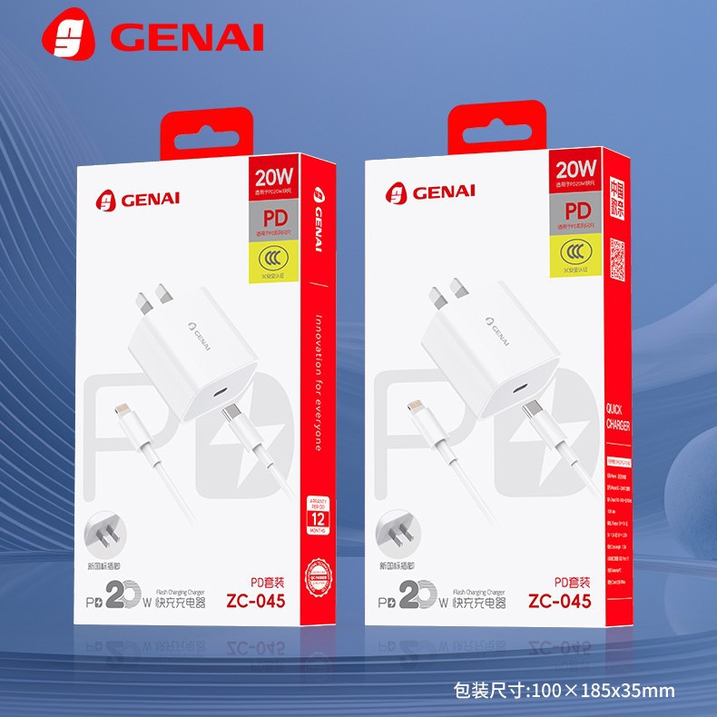 Genai Pd Fast Charge 20w Genai Zc-045 Charger Head/set 3c...