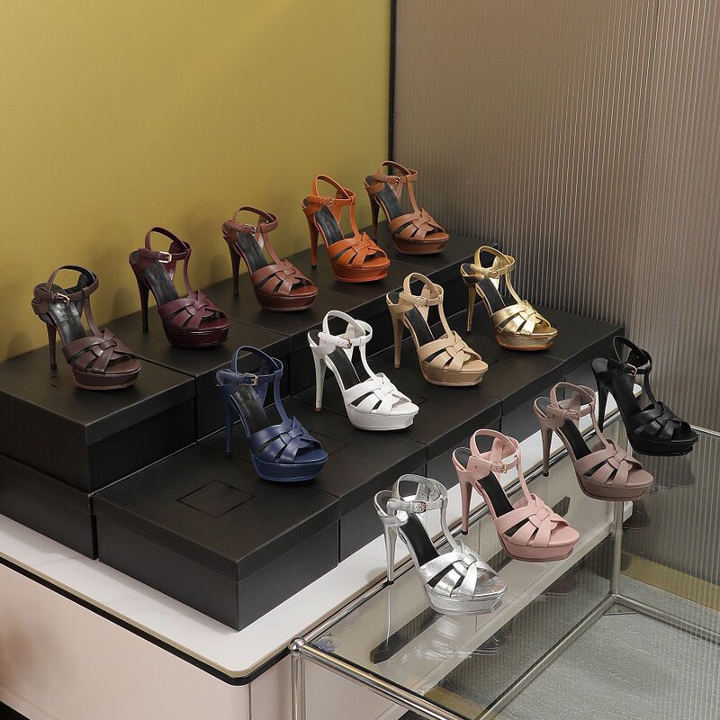 2025 Summer New T-shaped Thin Heel High Heel Waterproof Platform Women's Simple All-match Open Toe Sandals