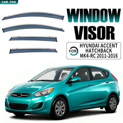visor, Rain shield - standard-packing-without-logo-accent-accent-hatchback-overseas-edition-mk4-rc-2011-2016-pc-silver-bright-window-rainshield