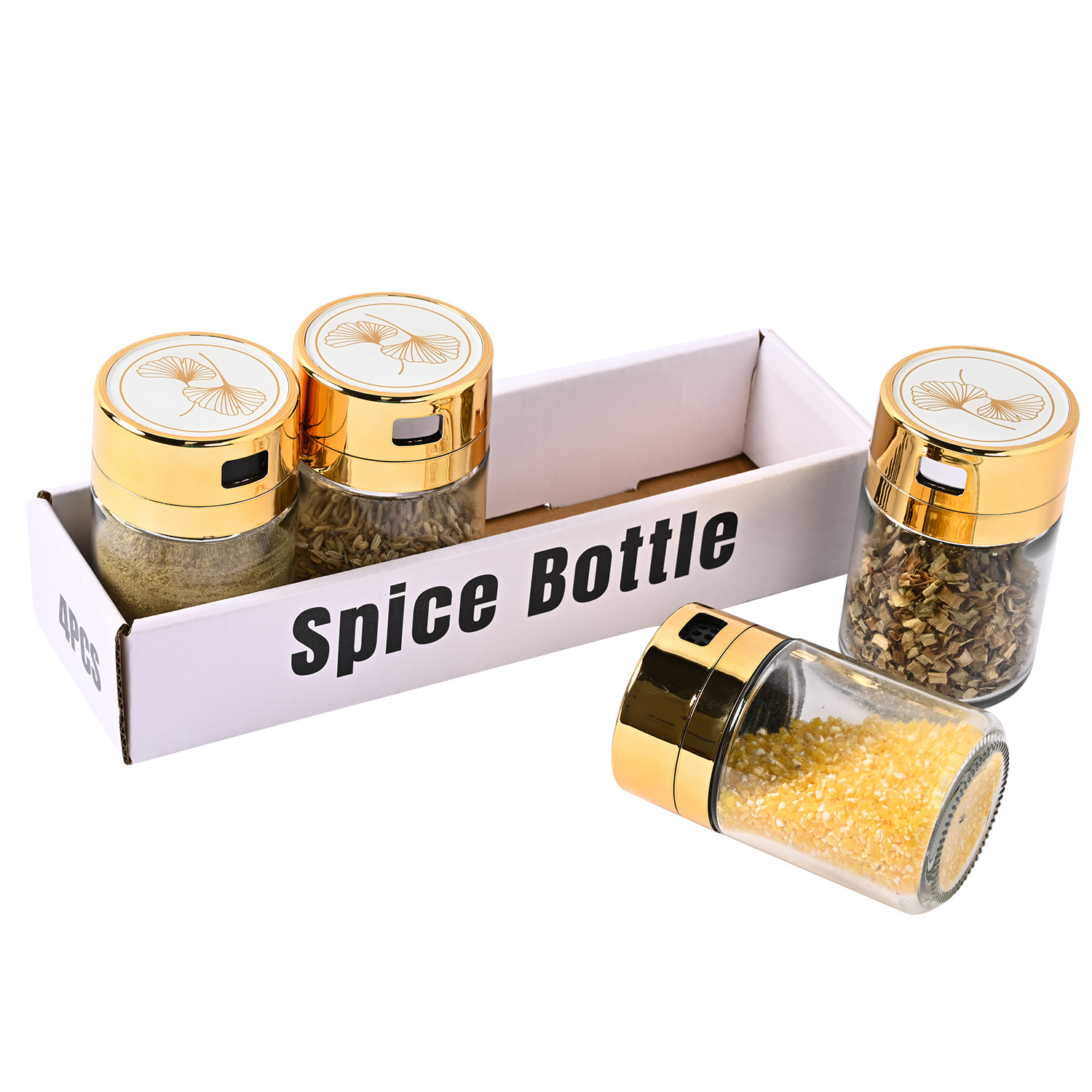 Venta caliente transfronteriza cocina de acero inoxidable Luz de lujo de vidrio condimento tarro traje hogar sellado de vidrio condimento tarro al por mayor