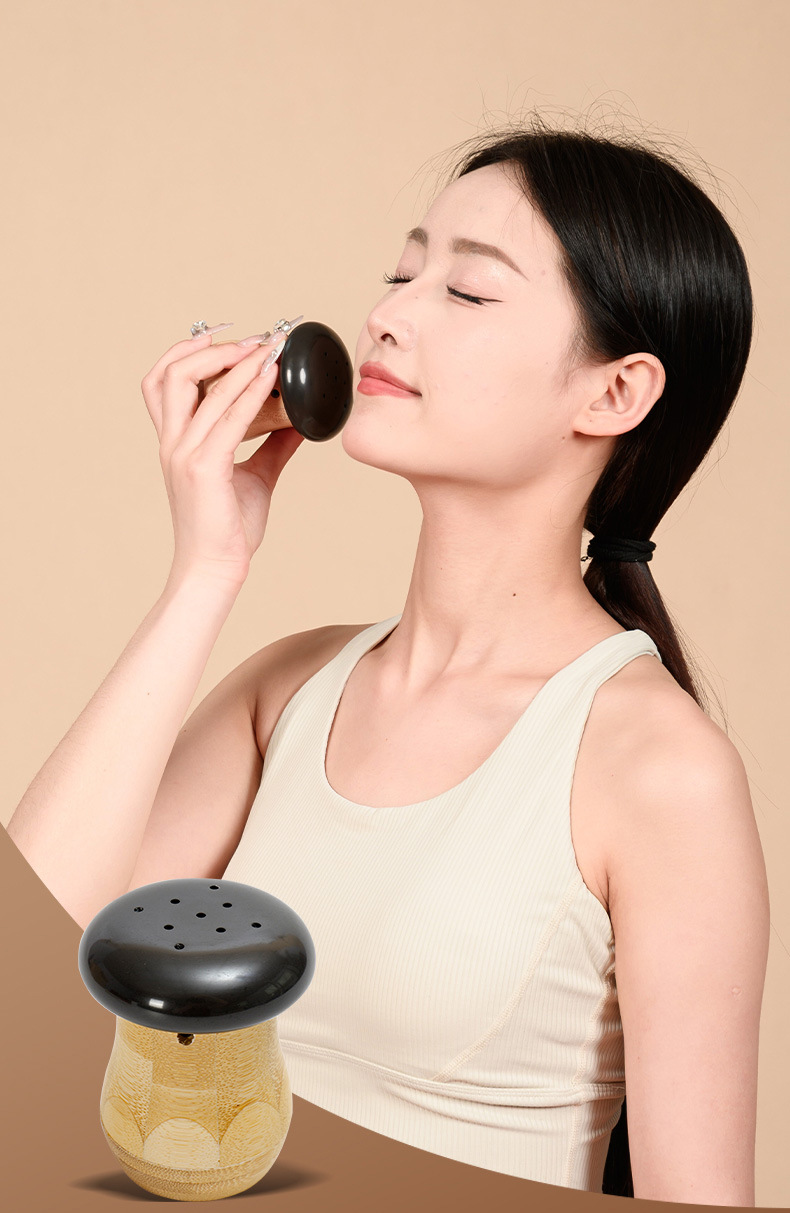 Facial Moxibustion Mushroom Tool Bian Stone Warm Moxa Jar for Home Beauty Care overview