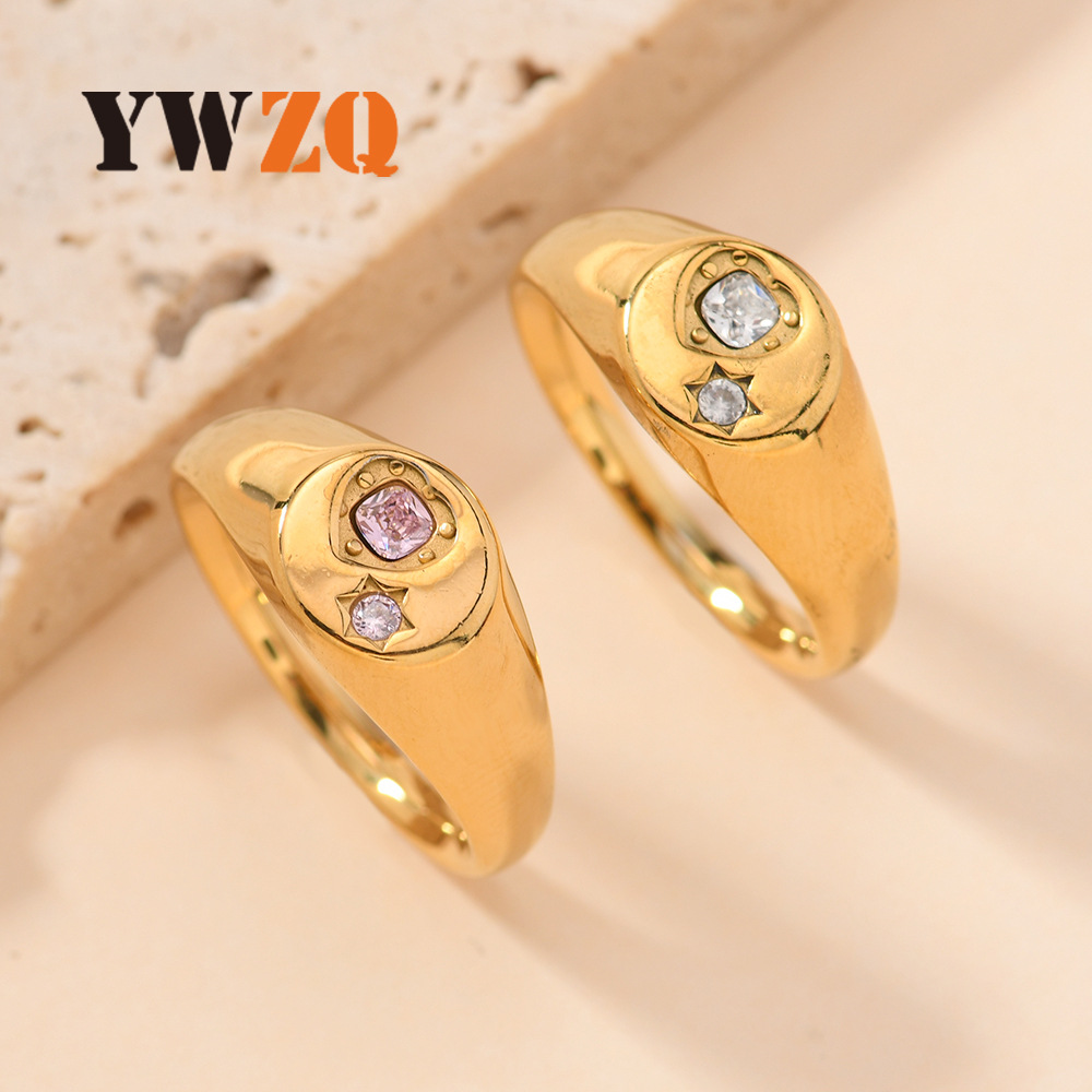 Venta caliente europea y americana joyería de acero inoxidable fundición anillo de amor redondo diamante femenino anillo de pareja de acero de titanio anillo