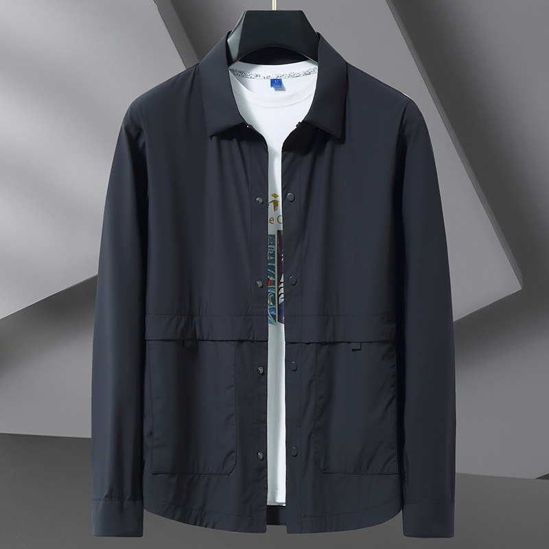 Fat Brother 2024 Ice Silk Thin plus size Jacket Men's Lapel Summer Outdoor Skin Clothes Plus Fertilizer Plus Thin Jacket