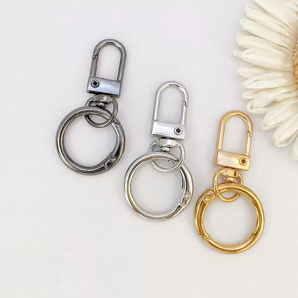 Casual Zinc Alloy Key Ring Plated with Kc Gold Door Buckle Spring Buckle DIY Key Chain Plated with White K Dog Buckle Toy Pendant Buckle