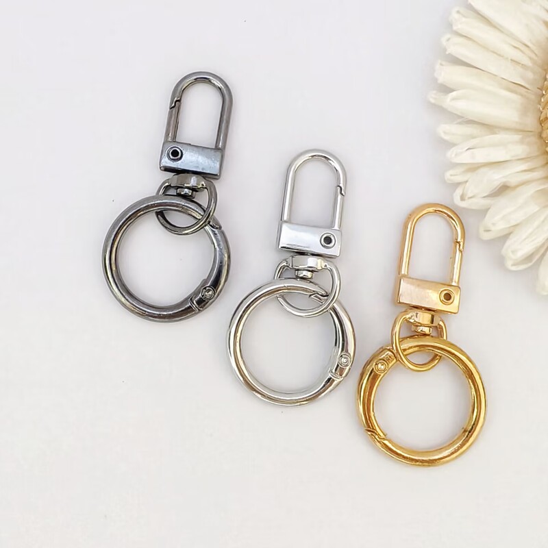 Casual Zinc Alloy Key Ring Plated with Kc Gold Door Buckle Spring Buckle DIY Key Chain Plated with White K Dog Buckle Toy Pendant Buckle