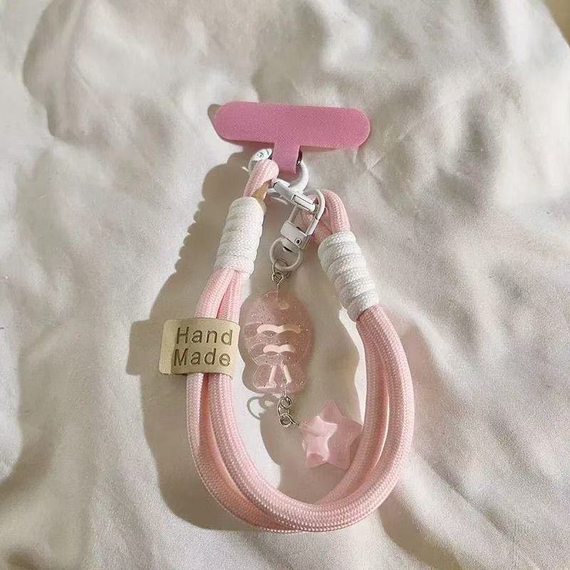 High-Value Pink Snapper Star Mobile Phone Lanyard Woven Strap Short Pendant Mobile Phone Chain Creative Key Camera Accessories
