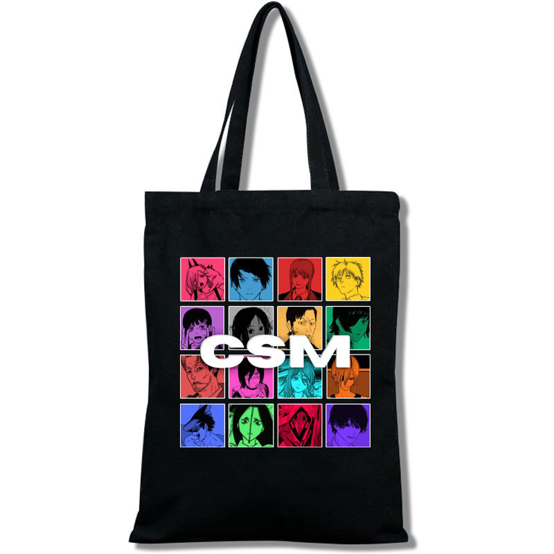 跨境速卖通电锯人链锯人Chainsaw Man男女手提袋休闲挎包帆布袋广