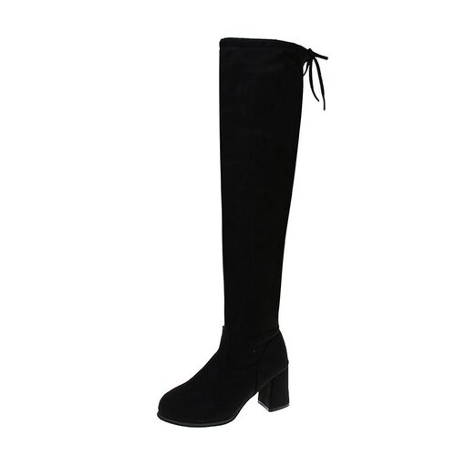 Autumn and winter new large-size over-the-knee boots, women's slimming elastic boots, high-heeled boots, thick heeled boots, long boots,