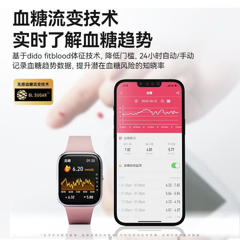 dido 非敏感血糖血中酸素大画面スマートブレスレットワイヤレス Bluetooth 通話中高年血圧リスク評価|undefined