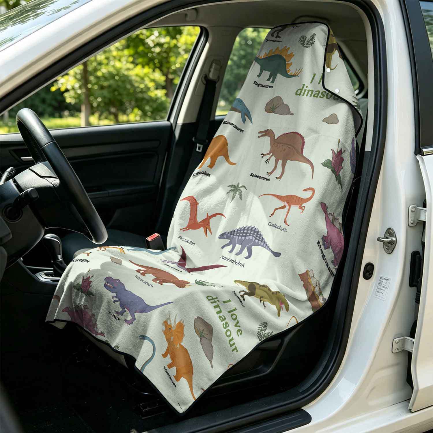 Printed bath towel and car seat cover 2-in-1, ultra-fine fiber outdoor beach and car dual-use universal seat cushion