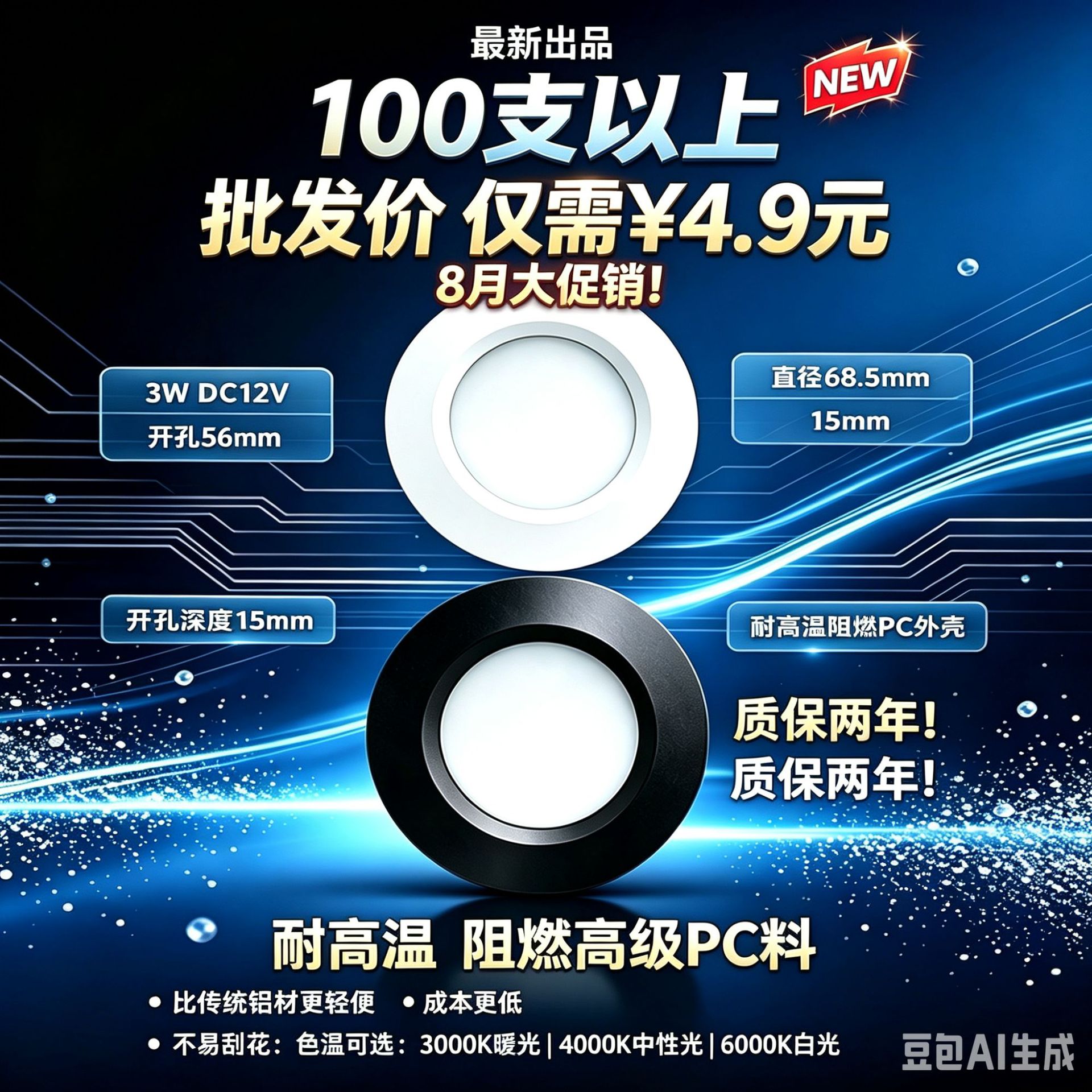 批发led橱柜灯超薄嵌入式房车灯展柜酒柜灯家具灯12V24V暗装筒灯