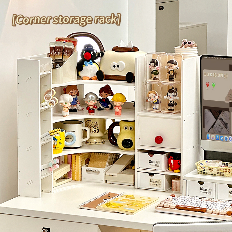 Desk Corner Storage Rack Office Workstation Desktop Drawer Storage Multi-Layer Stationery Notes and Miscellaneous Items Storage Rack