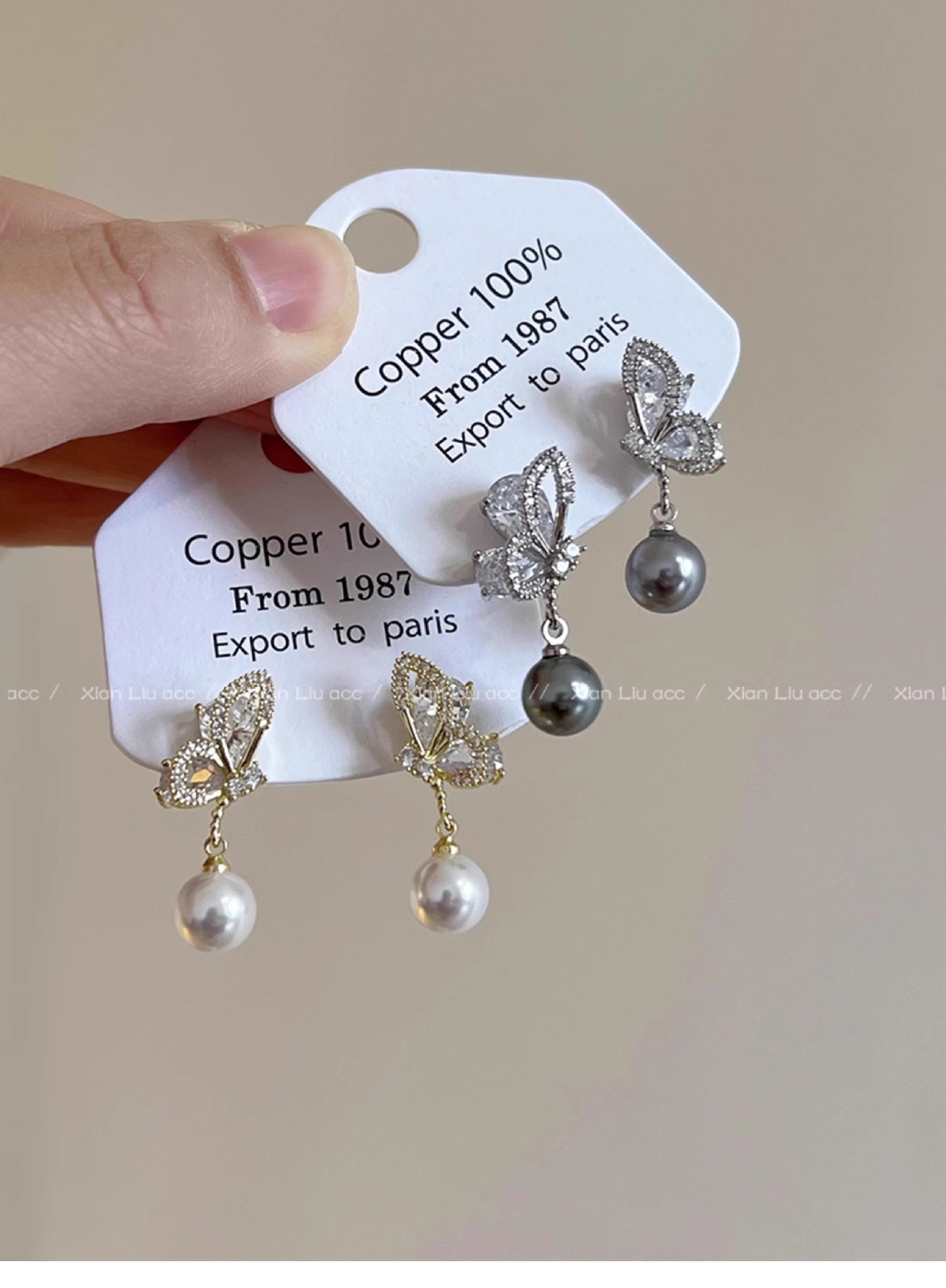 butterfly pearl for women in autumn winter, with a high-end feel micro inlaid zircon earrings. New design and earrings_voghion.com