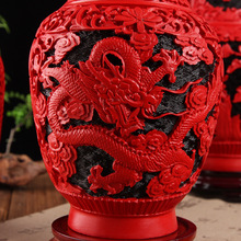 批發北京傳統漆器工藝品 漆雕花瓶家具裝飾品 雕漆擺件文化紀念禮
