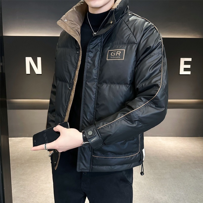 轻奢男士羽绒服冬季新款潮牌短款加厚潮流男装休闲保暖立领外套男