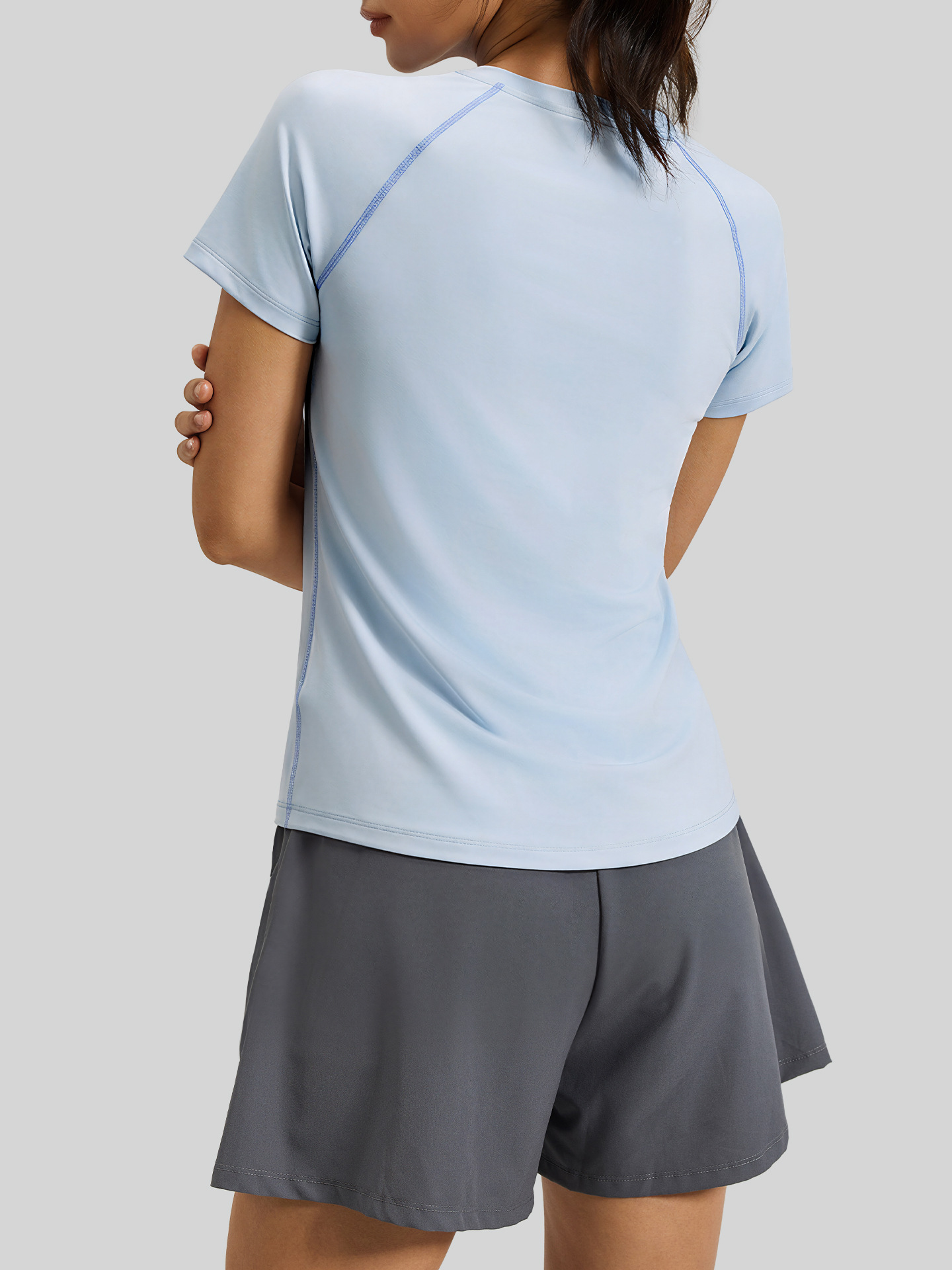 Ju Yi Tang verano deportes de cuello redondo estilo delgado tops de yoga mujeres transpirables sueltas versátiles camisetas deportivas de mangas cortas