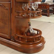 美式实木隔断间厅柜家用复古入户玄关柜欧式雕花奢华客厅双门酒柜