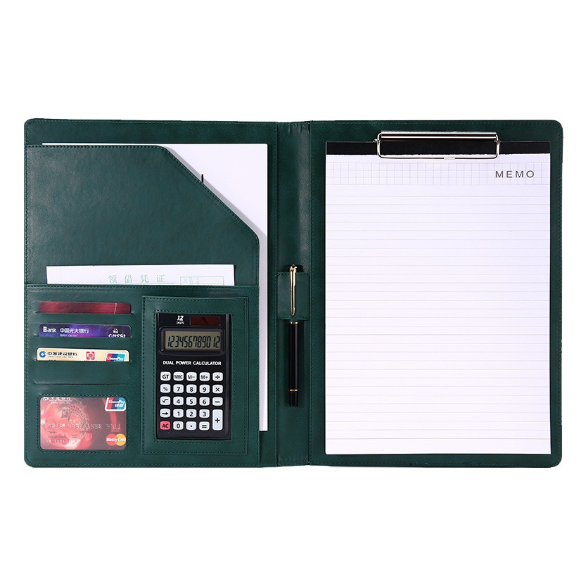 Fábrica al por mayor A4 carpeta de la oficina de ventas de negocios sala de medición Libro placa base Clip de cuero gerente contrato clip de archivo