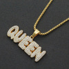 Pendant hip-hop style with letters, necklace, neon accessory, European style, diamond encrusted