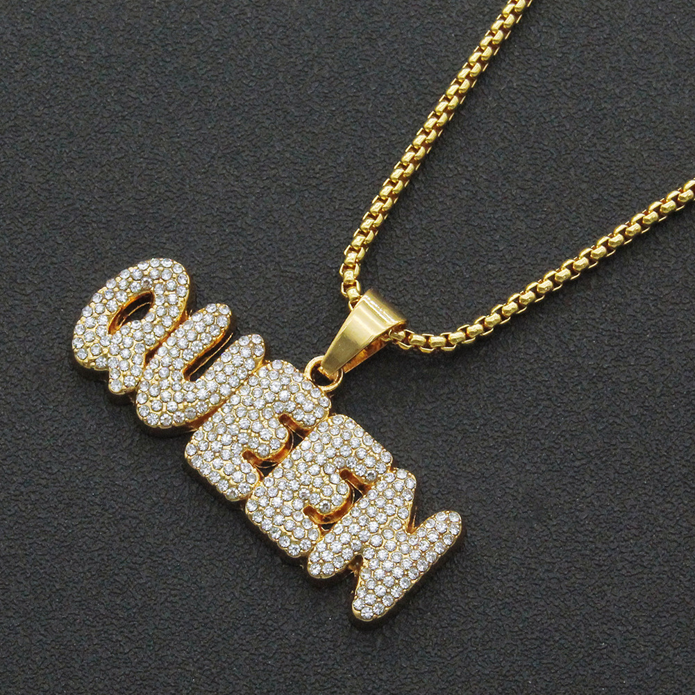 new European and American hip hop diamonds letter pendant necklace trendy menu0027s jewelry