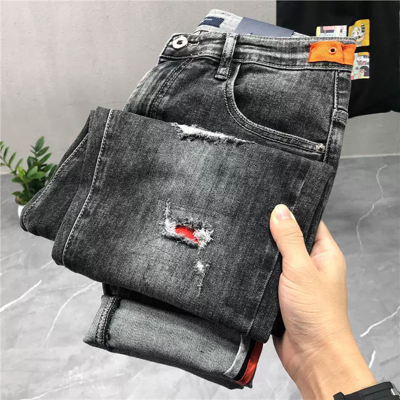 Модные джинсы Tide, летние тонкие брюки, slim fit