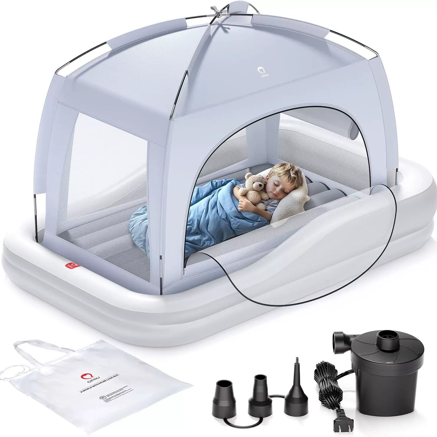 定制充气幼儿旅行床,便携式旅行家用带帐篷儿童气垫,可拆卸床垫,