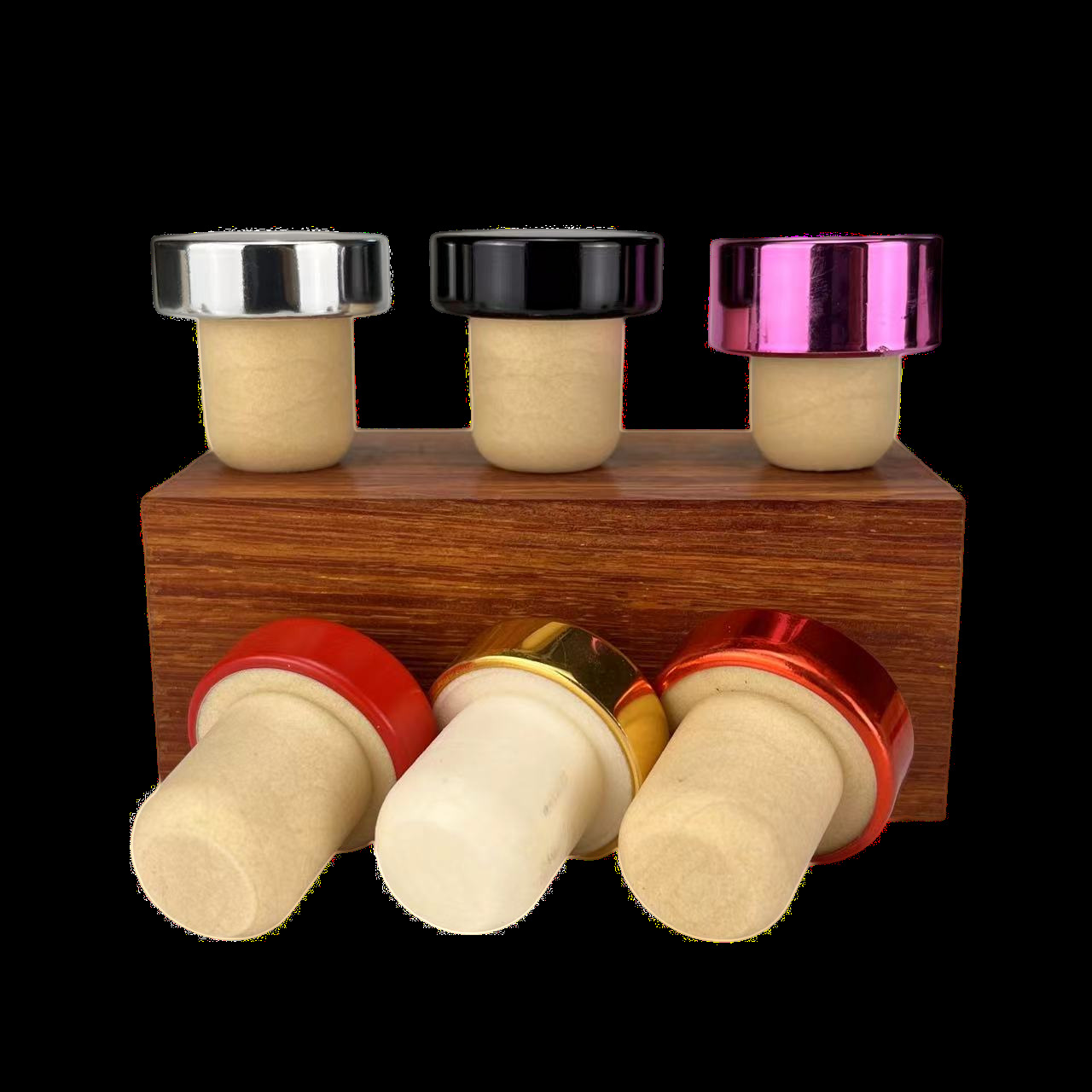 高分子塞子橡木金色铝盖密封橡胶T型榉木盖红酒白酒瓶软木塞子