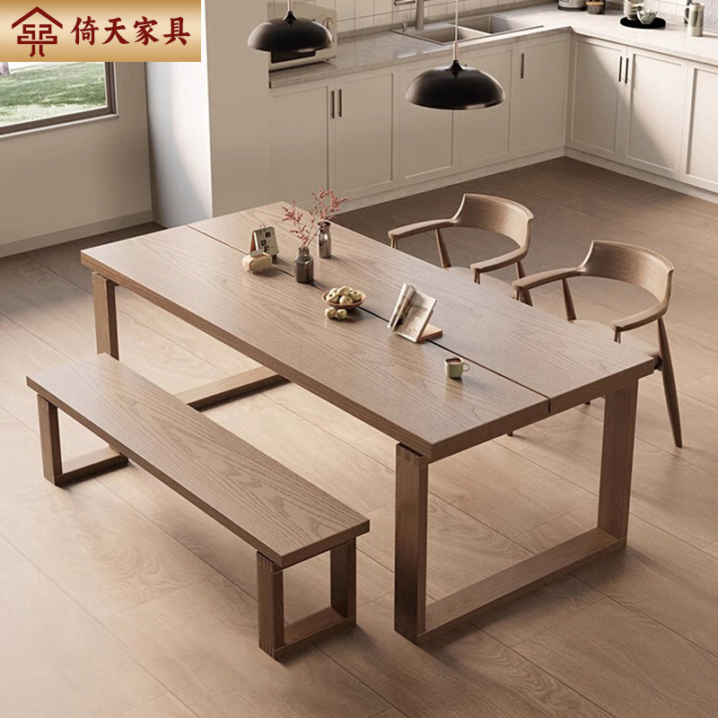 Icicle Nordic Restaurant Beeswax Wood Table Home Dining Table Rectangular All Natural Wood Dining Table Simple Dining Table and Chair Set