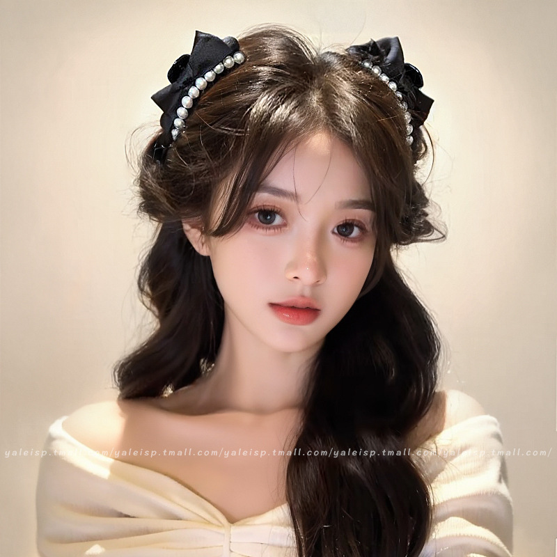 2025新款公主风黑色迷你蝴蝶结发夹复古碎发刘海夹前额小抓夹女|undefined