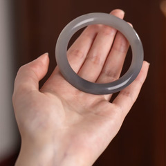 紫和天翡翠ブレスレット、スモークアッシュブレスレット、ラウンドバー気質、女性用翡翠ブレスレット、スモークパープル気質模擬翡翠