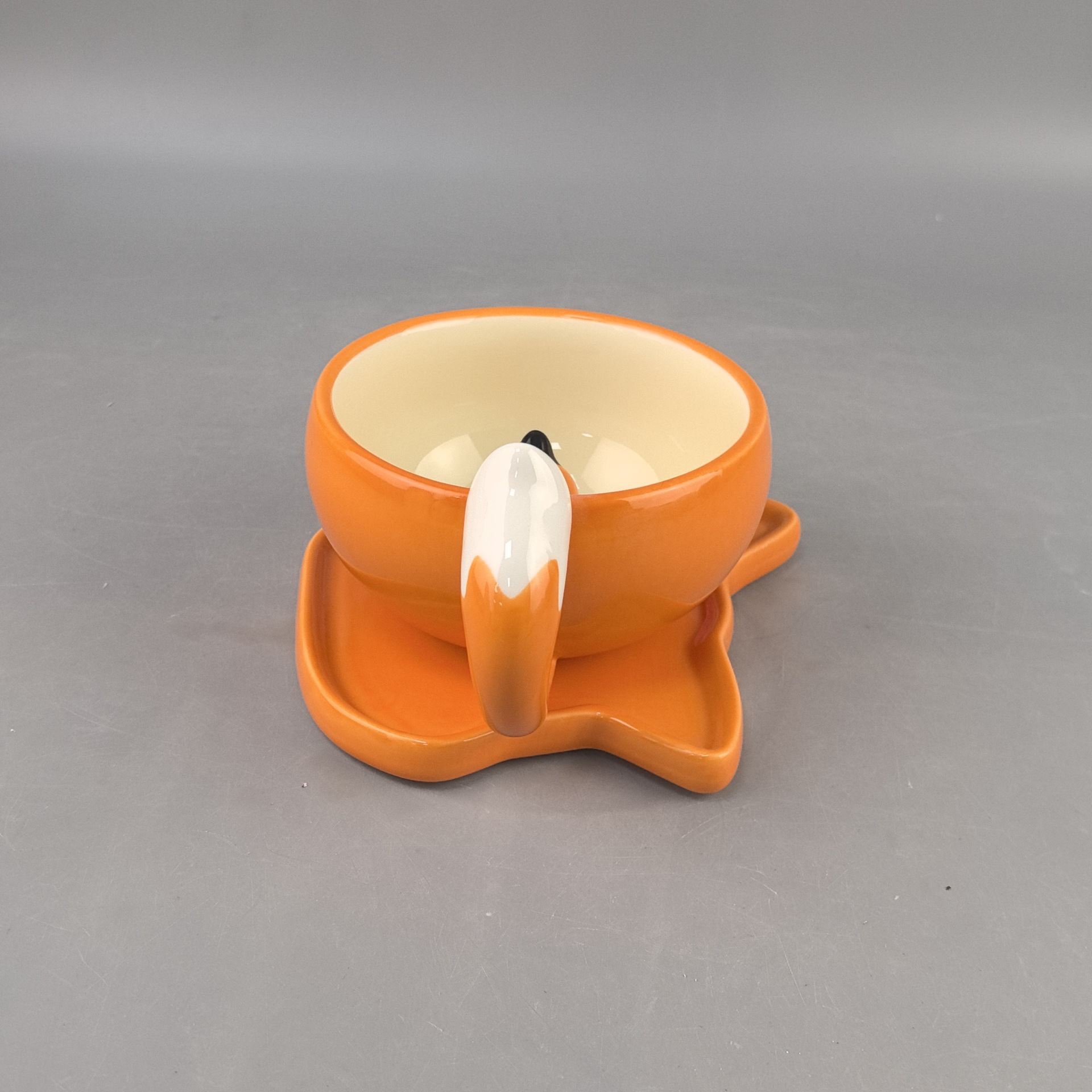 Juego de tazas y platos de zorro de hoja de arce del bosque de otoño, taza de cerámica linda, taza de café, taza de agua para novia