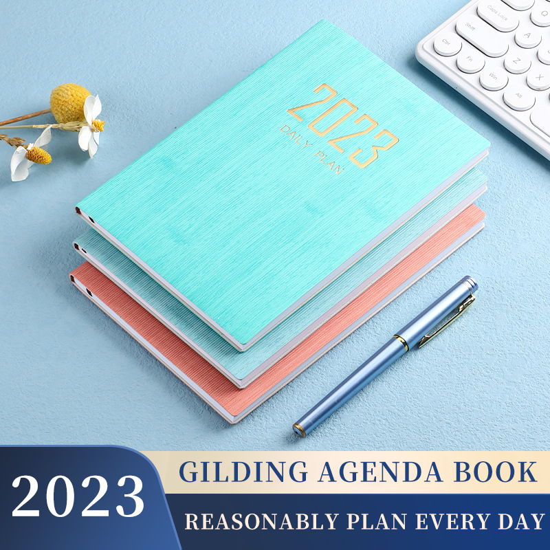 Buy quality 2023 A5 English Schedule Book Leather Thin Section Weekly